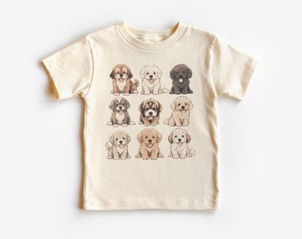 Cute Puppies In A Row Toddler Shirt - Baby Puppy Dog Lover - Kid Pet Owner Gift - Natural Boho Adult, Toddler & Youth Tee