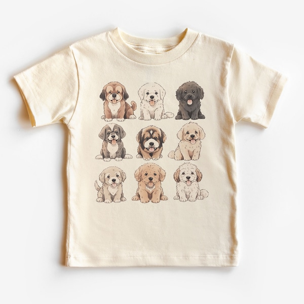 Cute Puppies In A Row Toddler Shirt - Baby Puppy Dog Lover - Kid Pet Owner Gift - Natural Boho Adult, Toddler & Youth Tee