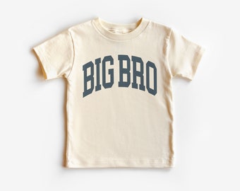Big Bro Varsity Collegiate Toddler Shirt For Boys - Big Brother Sibling Reveal Outfit - Boho Natural Toddler & Youth Tee