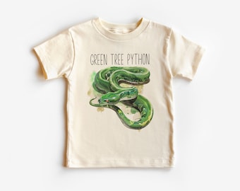 Green Tree Python Toddler Shirt - Cute Educational Snake Species Kid's Clothing - Natural Boho Toddler & Youth Tee