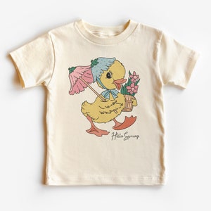 Hej vår söt ankunge småbarnströja - Retro påsk baby anka flickkläder - Vintage påsktröja - Boho naturliga barn- och ungdomströjor