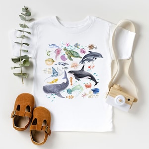 Under The Sea Toddler Shirt - Cute Ocean Creatures Children's Clothing - Boho Natural Kids & Youth Shirts White Shirt