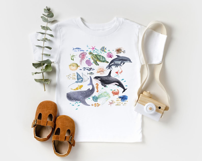 Under The Sea Toddler Shirt - Cute Ocean Creatures Children's Clothing - Boho Natural Kids & Youth Shirts White Shirt