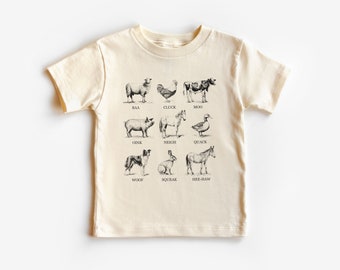 Cute Farm Animal Toddler Shirt - Barn Animal Sounds Kids Shirt - Boho Natural Toddler & Youth Tee
