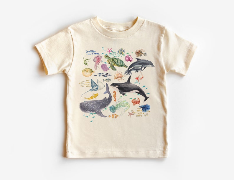 Under The Sea Toddler Shirt - Cute Ocean Creatures Children's Clothing - Boho Natural Kids & Youth Shirts Natural Shirt