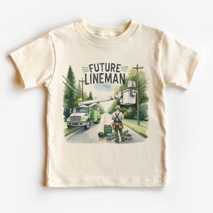 Future Lineman Toddler Shirt - Lineman Boom Truck Little Boys Tee - Boho Natural Kids & Youth Shirts