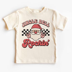 Jingle Bell Rockin Santa Kinder Shirt - Weihnachten alter Heiligen Nick Rock&#39;n&#39;Roll Retro Outfit - Boho Natur Kleinkind & Jugend Tee