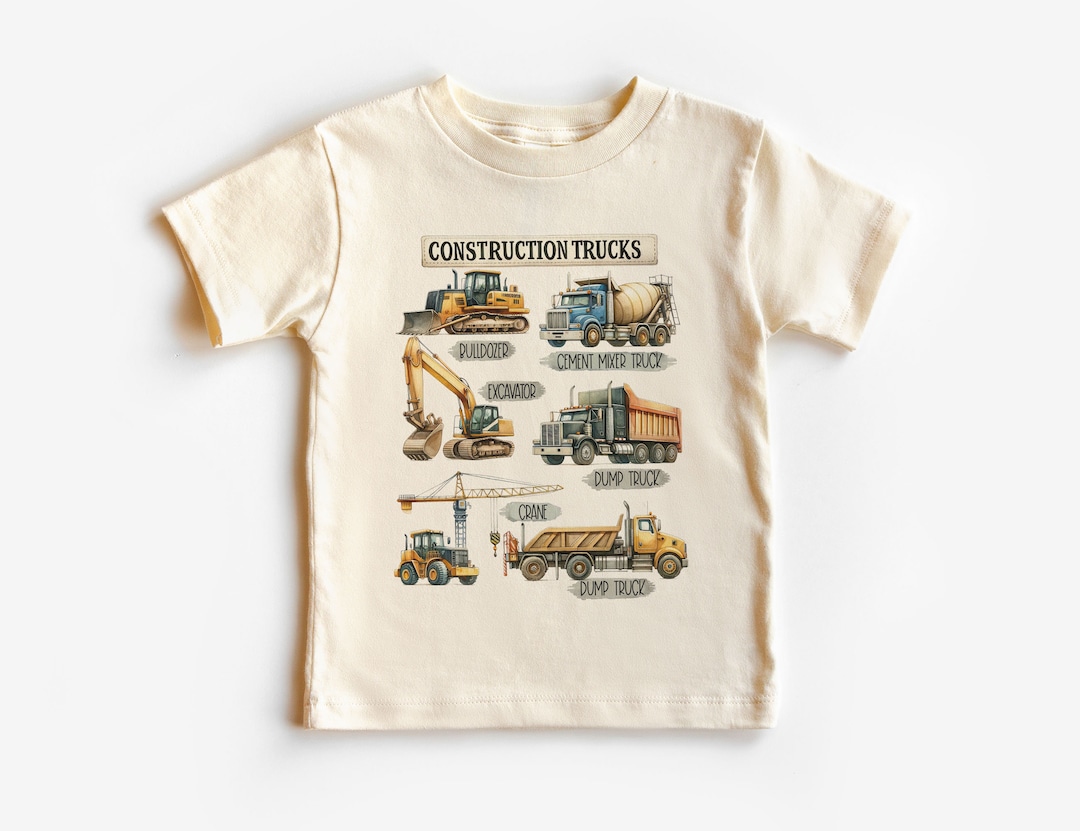 Construction Trucks Toddler Shirt - Dump Truck, Bulldozer, Excavator ...