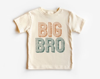 Retro Big Bro Lines Toddler Shirt - Best Big Brother Kid's Clothing - Boho Natural Toddler & Youth Tee