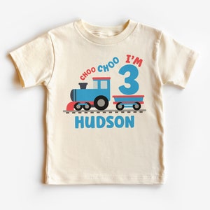 Personalisierte Choo Choo Ich bin 3 Kleinkind Shirt, benutzerdefinierter Name Zug Shirt, dritter Geburtstag, Junge Kleinkind Jugend Kinderkleidung