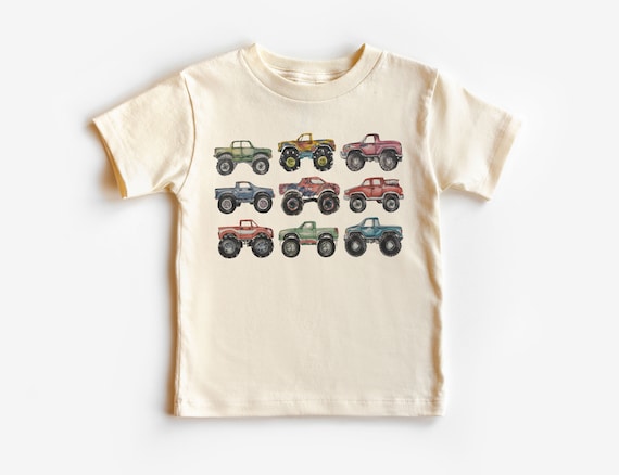 Retro Monster Trucks in A Row Toddler Shirt Big Trucks Kids