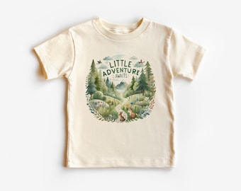 Little Adventure Awaits Toddler Shirt - Hiking Forest Woodland Animals Children's Tee - Nature Outdoors - Boho Natural Kids & Youth Shirts