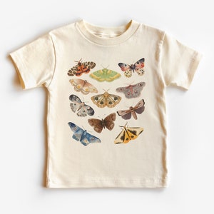 Cute Moths In A Row Toddler Shirt - Fun Entomology Children&#39;s Clothing - Moth Lover Tee - Boho Natural Kids & Youth Shirts