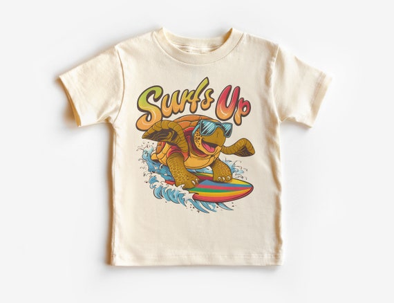 Retro Surfs up Sea Turtle Toddler Shirt - 90's Vintage