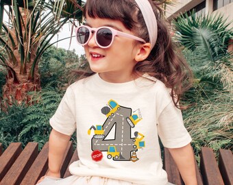 Maglietta 3 Anni Bimbo - Stampa Escavatore E Gru Per Compleanno - Foto 8