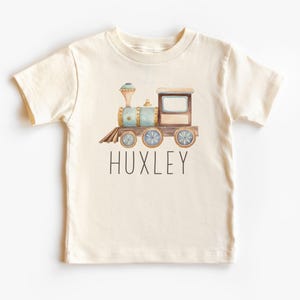 Personalized Choo Choo Train Toddler Shirt - Custom Name Railroad Locomotive Obsessed Future Conductor - Natural Boho Toddler, Youth Tee
