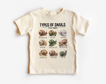 Types Of Snails Toddler Shirt - Insect Field Guide Kids Tee - Future Entomologist - Boho Natural Kids & Youth Shirts