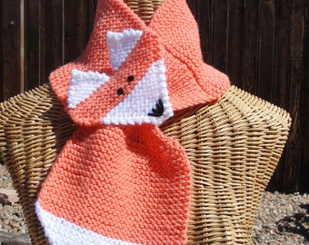 Knitted Fox Scarf (handmade), free shipping in the US. Ideal for adults, teens and kids.