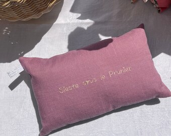 MINI Rectangular cushion 30x18 ROSACEAE Lilac pink/silver gray linen