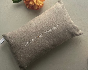 MINI KUBI Cushion 30x18 "Nap under the almond tree" White/silver sand linen