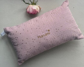 MINI KUBI Cushion 30x18 "Hanami" lilac linen gold/silver dots