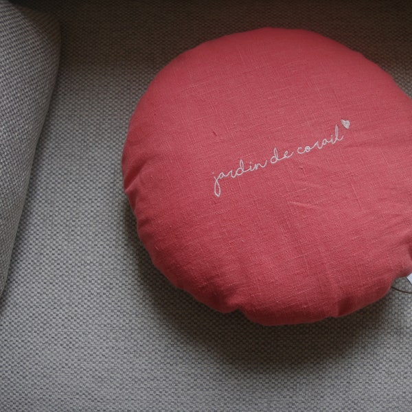 Coussin MALA 35 «Jardin de corail» Lin Corail/Argent