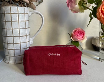 MINI "Griotte" KIT Cherry red linen lined with silver linen