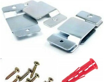 4 x Extra Strong Metal Heavy Duty Interlocking headboard wall Bracket clips Sliding Flush mount lift up with fitting