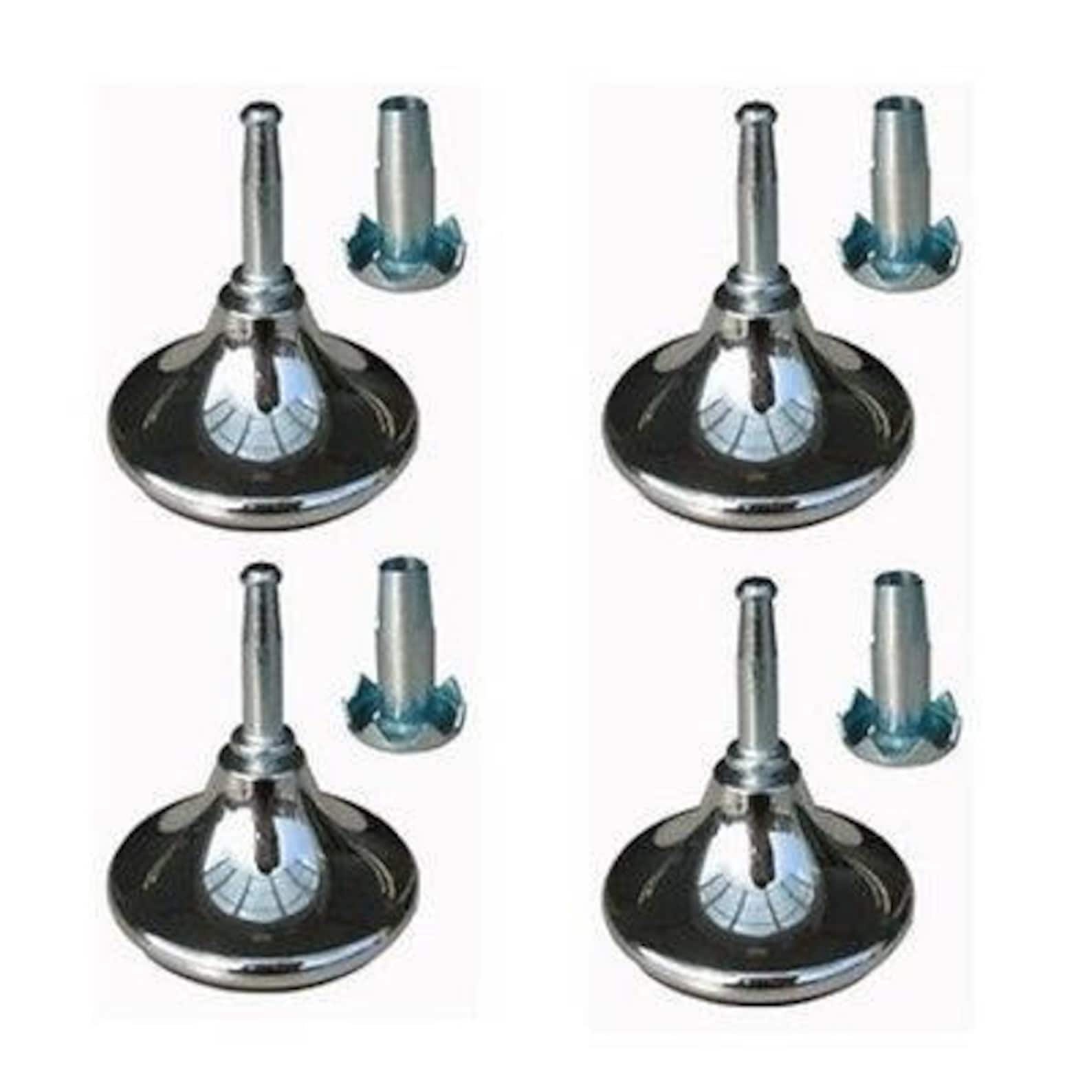 8 X Strong High Quality Chrome Feet Leg Glides Castors & Inserts glides