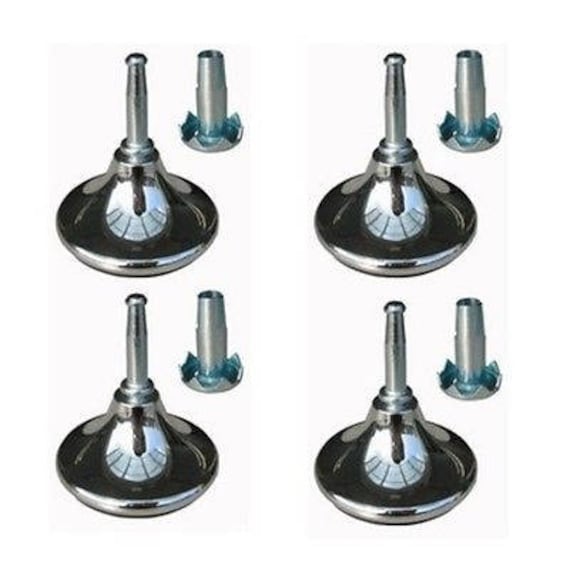 8 X Strong High Quality Chrome Feet Leg Glides Castors Inserts