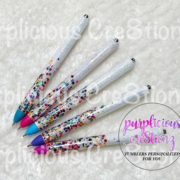 Rainbow CONFETTI Glitter Refillable Pen | Personalized Custom Gifts