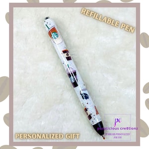 Coffee Lovers Glitter Refillable Gel Pen || InkJoy Glitter Pen || Refillable Gel Pen || Personalized Custom Gifts