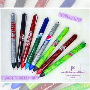 Soda Pop Drink inspired InkJoy Glitter Pen || Refillable Gel Pen || Personalized Gift