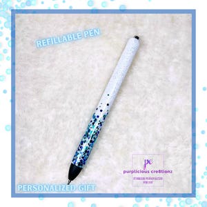 Mermaid Teal Purple Blue Color Theme Dots Confetti Glitter Refillable Gel Pen | Personalized Gift