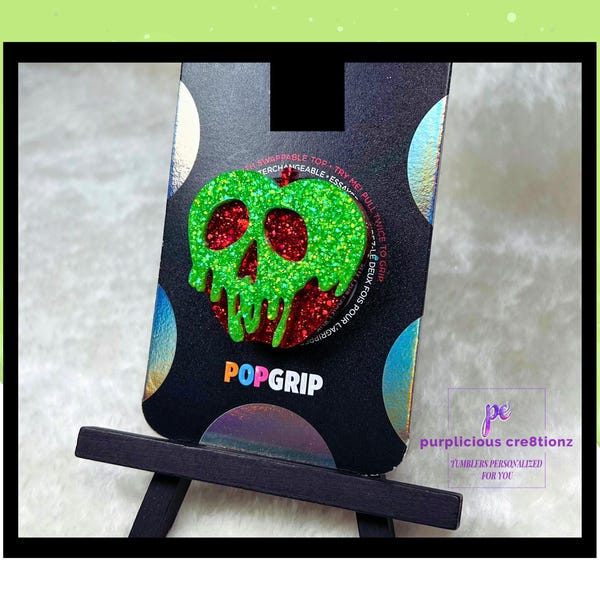 Poison Apple on PopSocket® Swappable style || Glitter Phone Grip || Badge Reel || Personalized Gifts || Poisoned Apple || Customizable