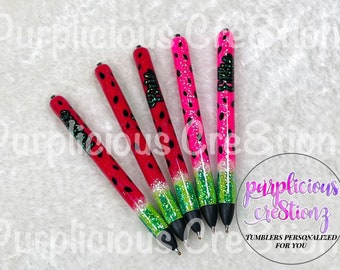 Watermelon Glitter Pen || InkJoy Glitter Pen || Refillable Gel Pen || Personalized Custom Gifts