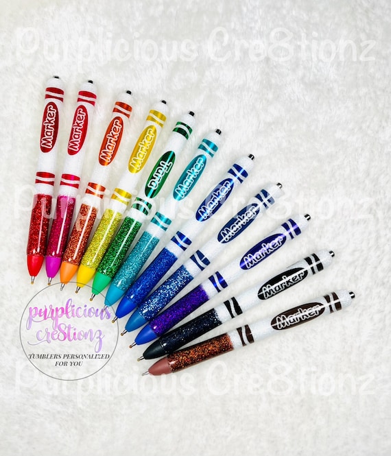Neon CRAYON Glitter Pen Inkjoy Glitter Pen Refillable Gel Pen Personalized  Custom Gifts Teacher Glitter Pen 