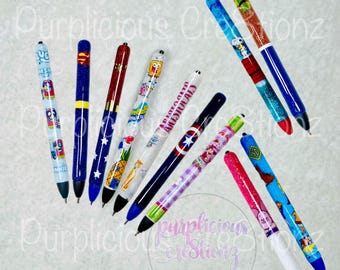 Cartoon Character inspired Various InkJoy Glitter Pen || Refillable Gel Pen || Personalized Custom Gifts
