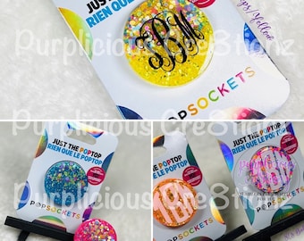 Custom Glitter PopSocket® Swappable style || Glitter Phone Grips || Badge Reels || Personalized Gifts || Monogram