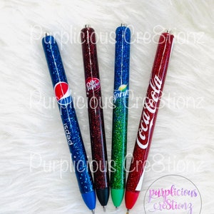 Soda drink inspired InkJoy Glitter Pen || Refillable Gel Pen || Personalized Custom Gifts