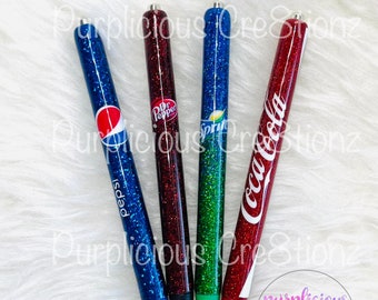 Soda drink inspired InkJoy Glitter Pen || Refillable Gel Pen || Personalized Custom Gifts