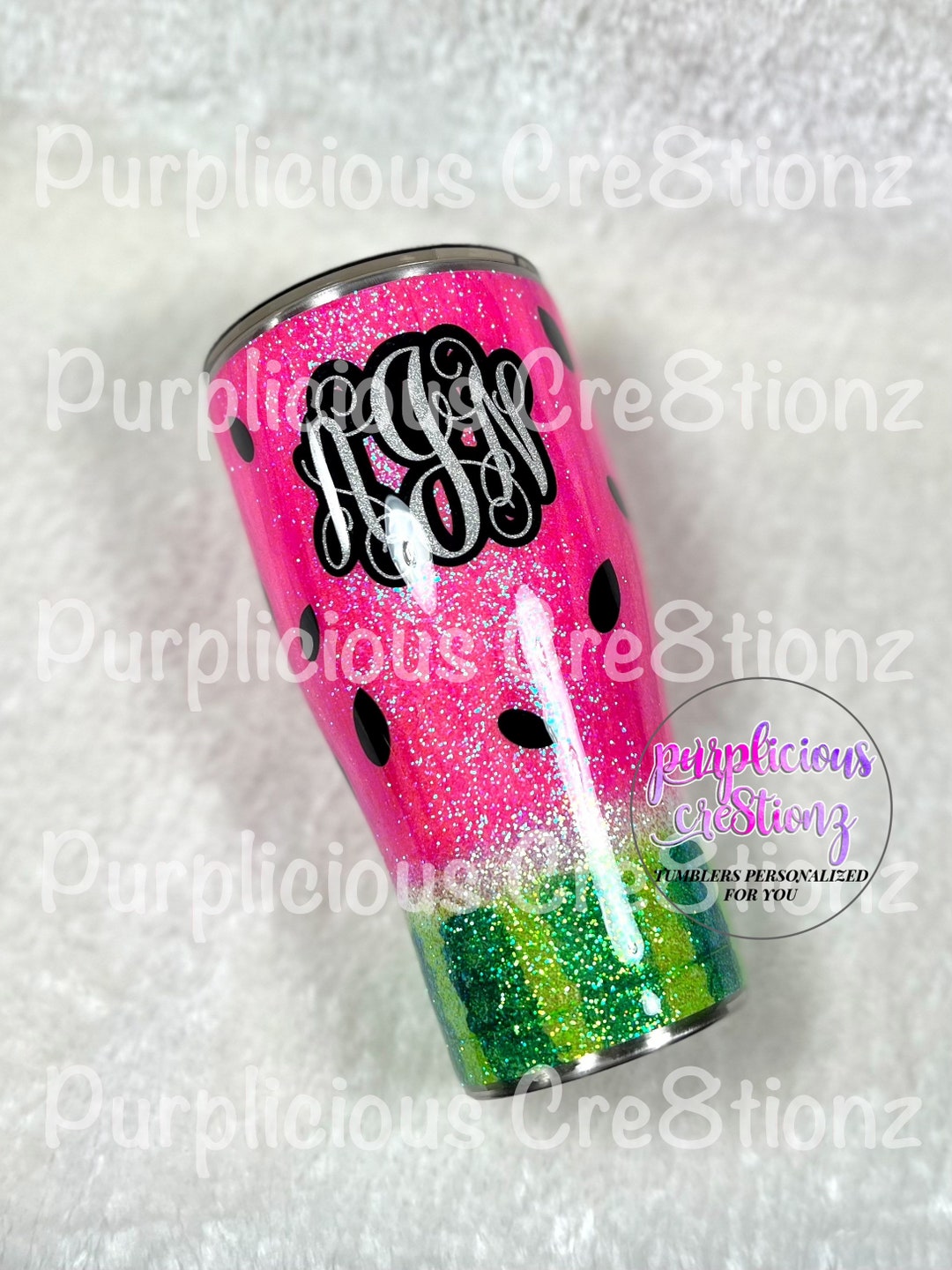 Watermelon Pink Glitter Tumbler Glitter Custom Stainless Steel Tumbler