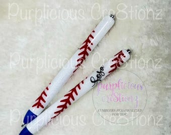 Baseball or Softball Glitter Pen – Personalized Refillable Gel Pen, Custom InkJoy Writing Pen, Sports Gift for Coaches or Players