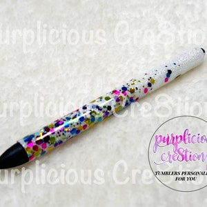 90s Kid Themed Confetti Glitter Refillable Pen | Personalized Custom Gifts