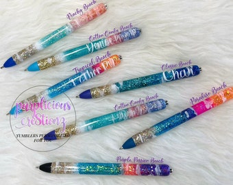 Beach Glitter Pens || Sunset Glitter Pen || InkJoy Glitter Pen || Refillable Gel Pen || Personalized Custom Gifts