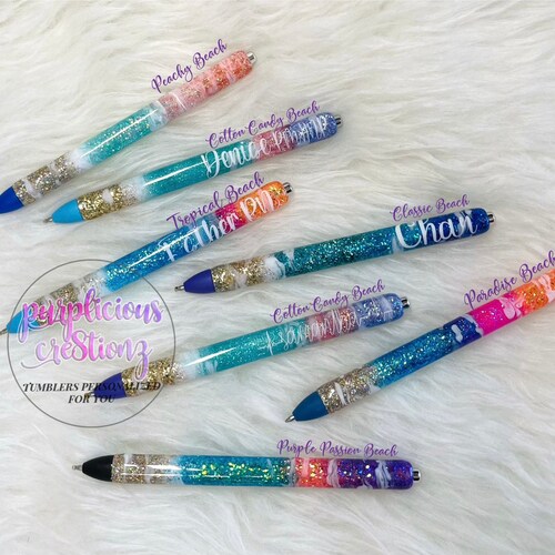 Neon Confetti Glitter Pen Refillable Gel Pen Personalized Etsy