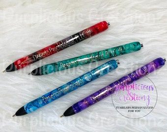 Marble Inked Hand Painted Custom Refillable Pen | Glitter Pen | Personalized Gifts || Watercolor Marble
