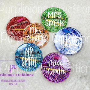 Personalized Teacher Coaster: Crayon Glitter Resin Gift