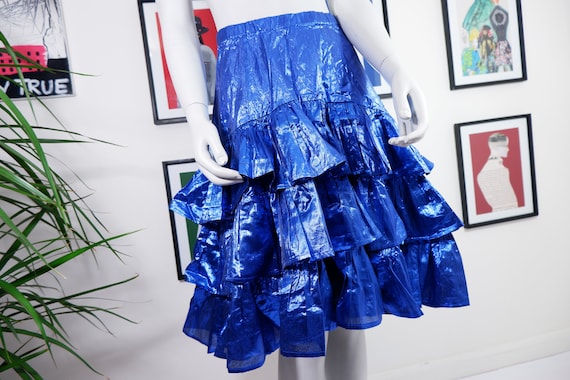 super, vintage, women's sparkling skirt, blue colo