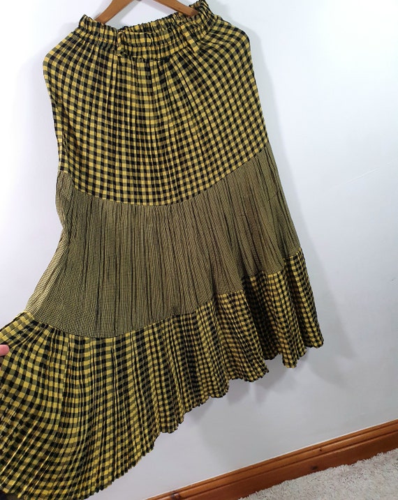 amazing, vintage, women's maxi skirt, checked, ye… - image 4